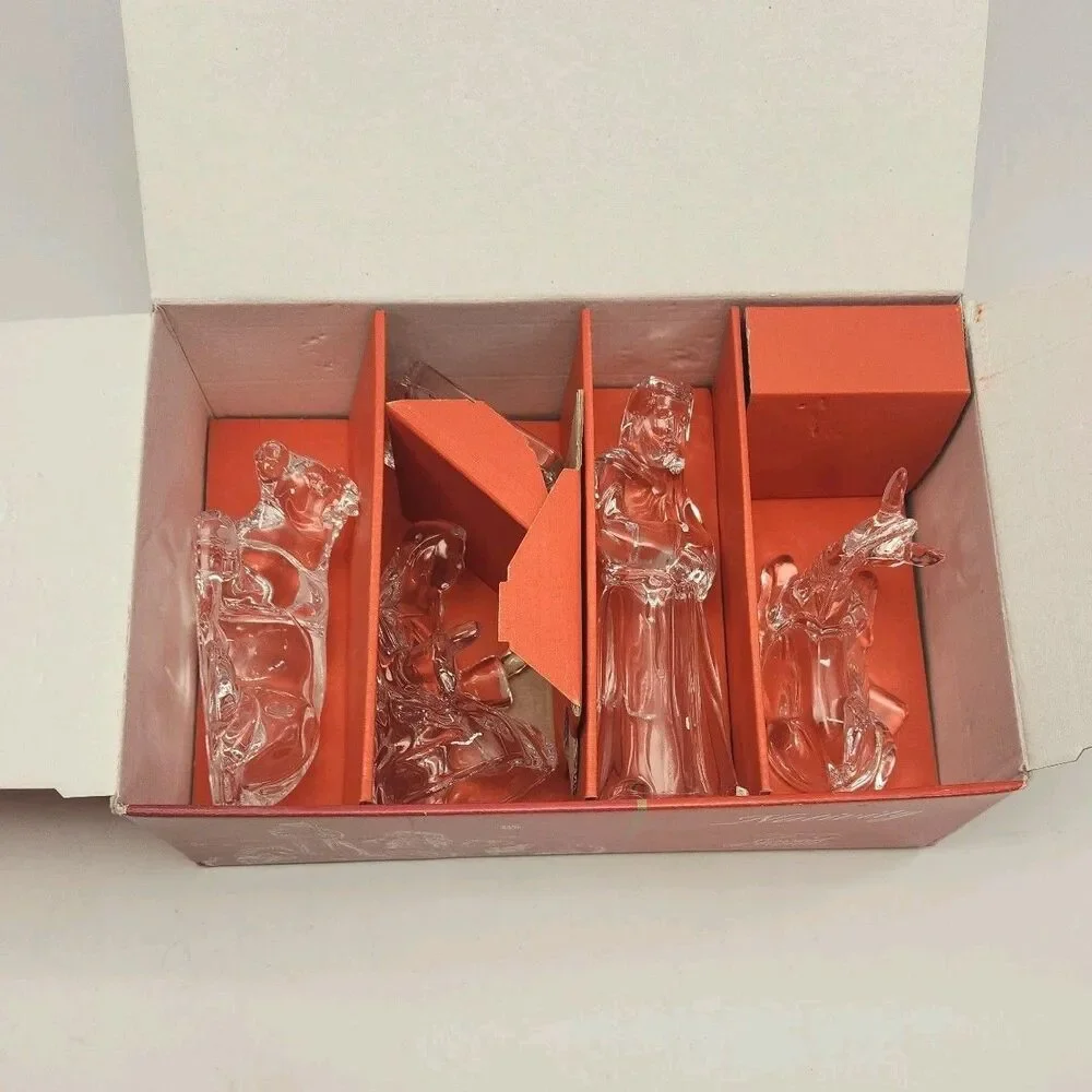 Cristal D'Arques 5 Piece Nativity Scene Set 24% Lead Crystal France Chirstmas